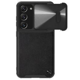 Nillkin CamShield Leather S Case Samsung Galaxy S23+ dėklas su kameros dangteliu juodas