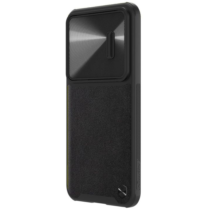 Nillkin CamShield Leather S Case Samsung Galaxy S23+ dėklas su kameros dangteliu juodas