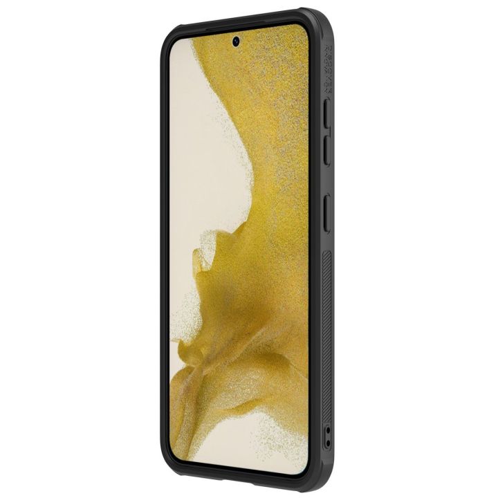 Nillkin CamShield Leather S Case Samsung Galaxy S23+ dėklas su kameros dangteliu juodas