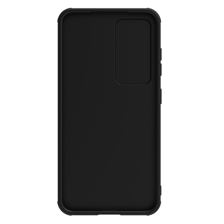Nillkin CamShield Leather S Case Samsung Galaxy S23+ dėklas su kameros dangteliu juodas