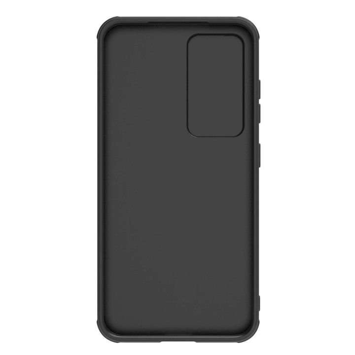 Nillkin sintetinio pluošto S dėklas Samsung Galaxy S23+ fotoaparato dangtelis juodas