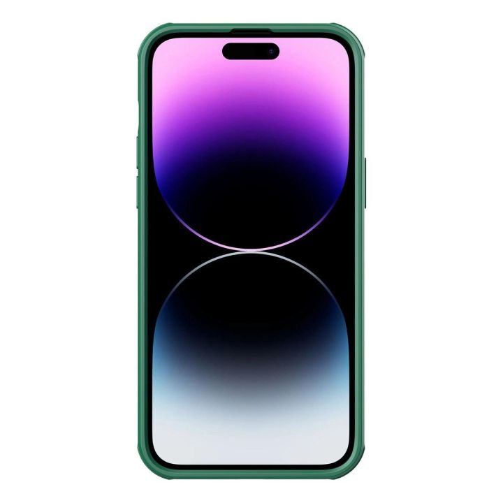 Nillkin CamShield S dėklas iPhone 14 Pro Max šarvuotas dėklas fotoaparato dangtelis žalias