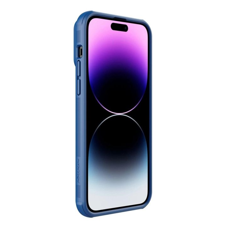 Nillkin CamShield S dėklas iPhone 14 Pro Max šarvuotas dėklas fotoaparato dangtelis mėlynas
