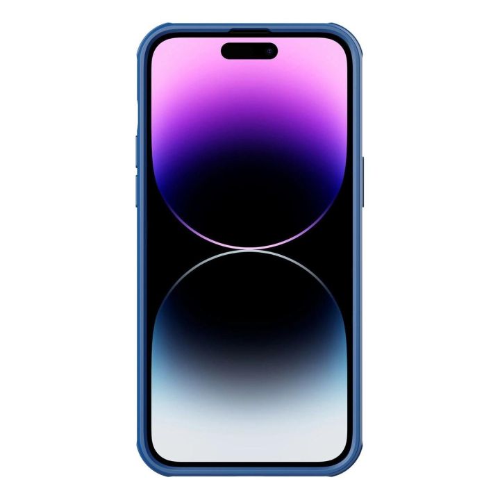 Nillkin CamShield S dėklas iPhone 14 Pro Max šarvuotas dėklas fotoaparato dangtelis mėlynas
