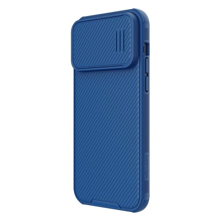 Nillkin CamShield S dėklas iPhone 14 Pro Max šarvuotas dėklas fotoaparato dangtelis mėlynas