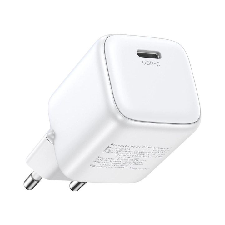 GaN 20W USB-C įkroviklis Nexode mini CD318 - baltas