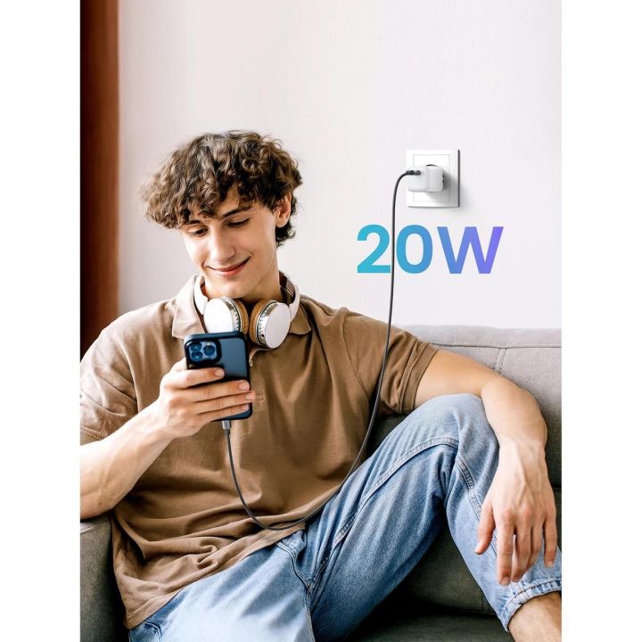 GaN 20W USB-C įkroviklis Nexode mini CD318 - baltas