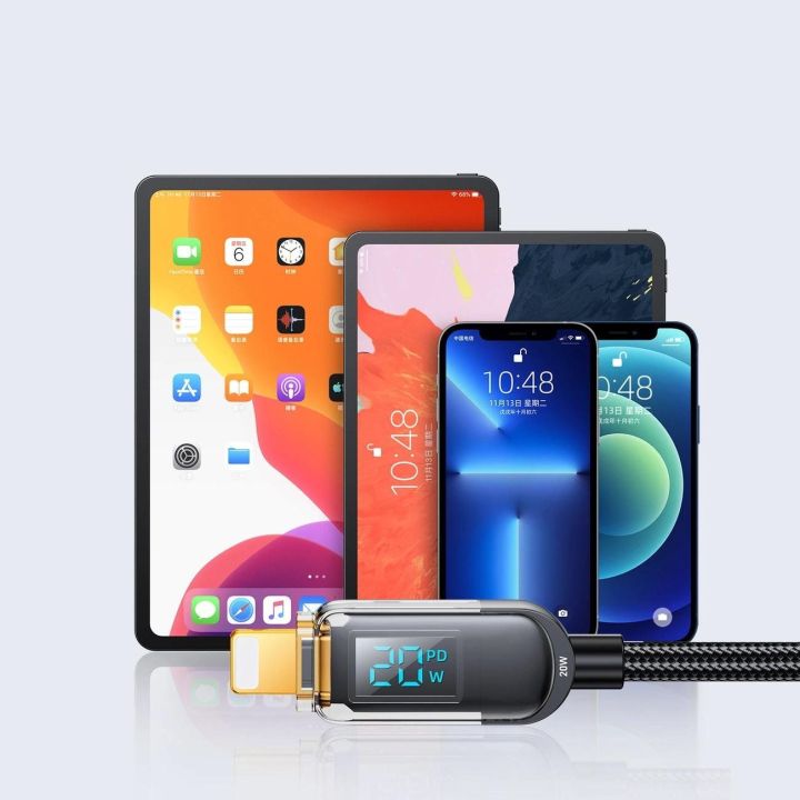 USB C - Lightning 20 W kabelis su įkrovimo galios ekranu 1,2 m juodas (S-CL020A4)