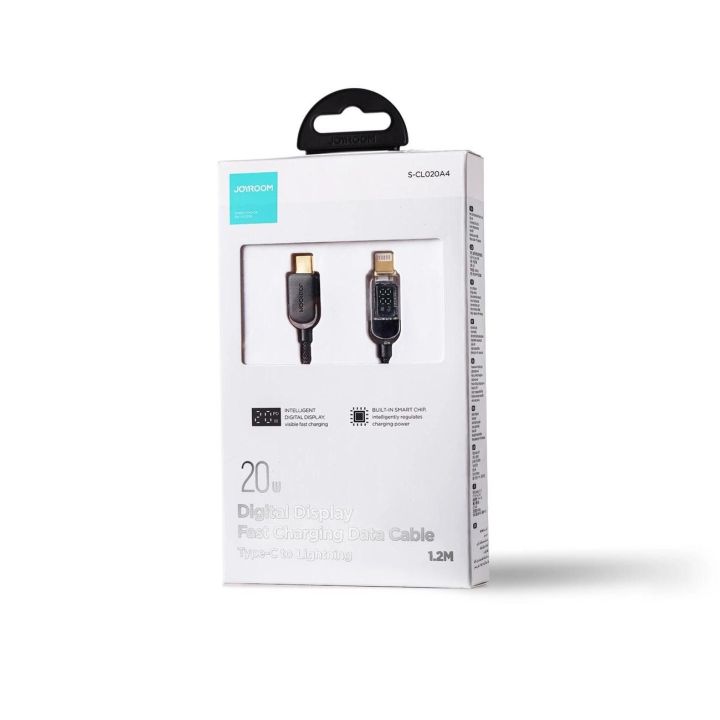USB C - Lightning 20 W kabelis su įkrovimo galios ekranu 1,2 m juodas (S-CL020A4)