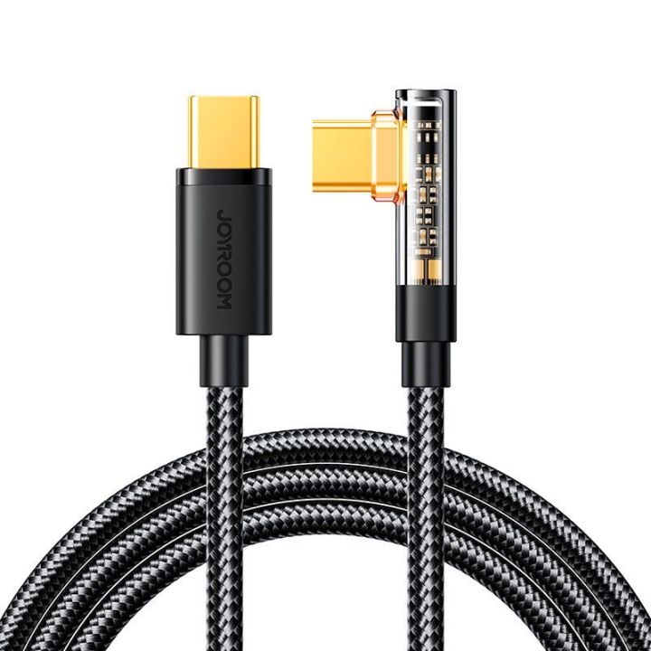 USB C kampinis kabelis - USB C greitam įkrovimui ir duomenų perdavimui, 100 W, 1,2 m, juodas (S-CC100A6)