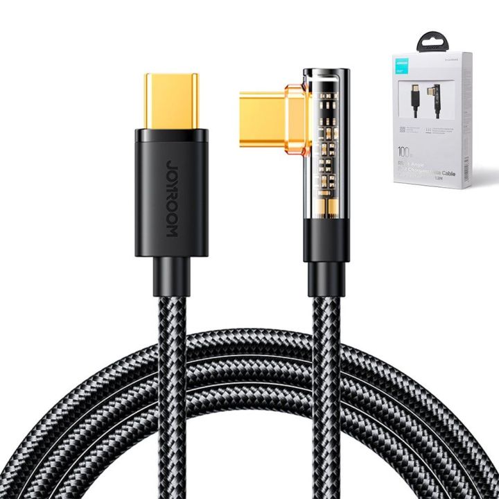 USB C kampinis kabelis - USB C greitam įkrovimui ir duomenų perdavimui, 100 W, 1,2 m, juodas (S-CC100A6)