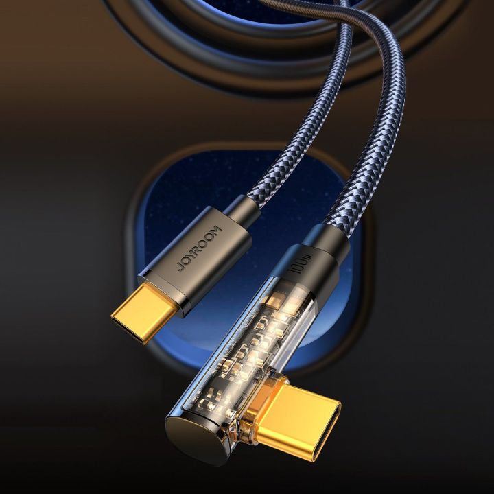 USB C kampinis kabelis - USB C greitam įkrovimui ir duomenų perdavimui, 100 W, 1,2 m, juodas (S-CC100A6)