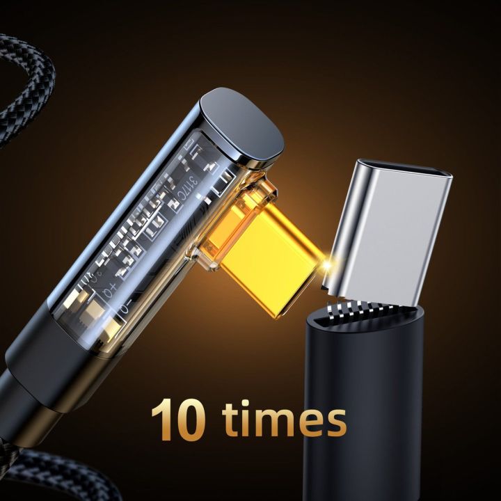 USB C kampinis kabelis - USB C greitam įkrovimui ir duomenų perdavimui, 100 W, 1,2 m, juodas (S-CC100A6)