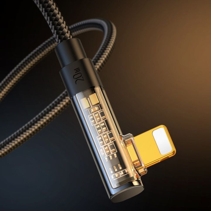 kampinis Lightning - USB C kabelis greitam įkrovimui ir duomenų perdavimui 20 W 1,2 m juodas (S-CL020A6)