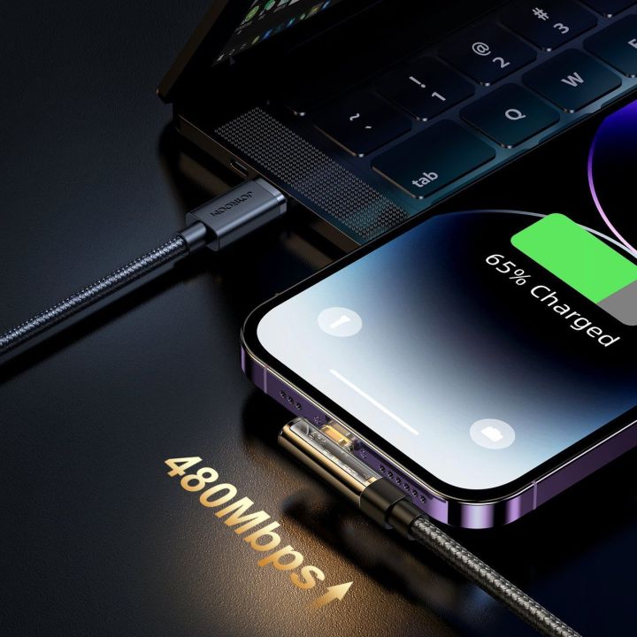kampinis Lightning - USB C kabelis greitam įkrovimui ir duomenų perdavimui 20 W 1,2 m juodas (S-CL020A6)