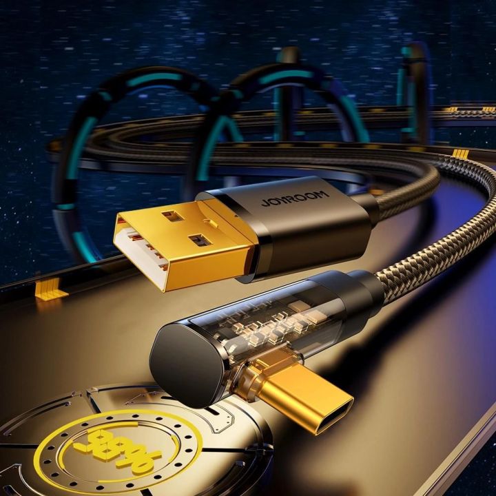 USB C kampinis kabelis - USB greitam įkrovimui ir duomenų perdavimui 3A 1,2 m juodas (S-UC027A6)