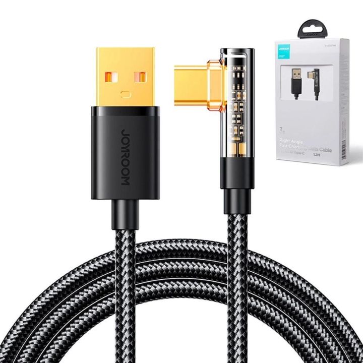 USB C kampinis kabelis - USB greitam įkrovimui ir duomenų perdavimui 3A 1,2 m juodas (S-UC027A6)