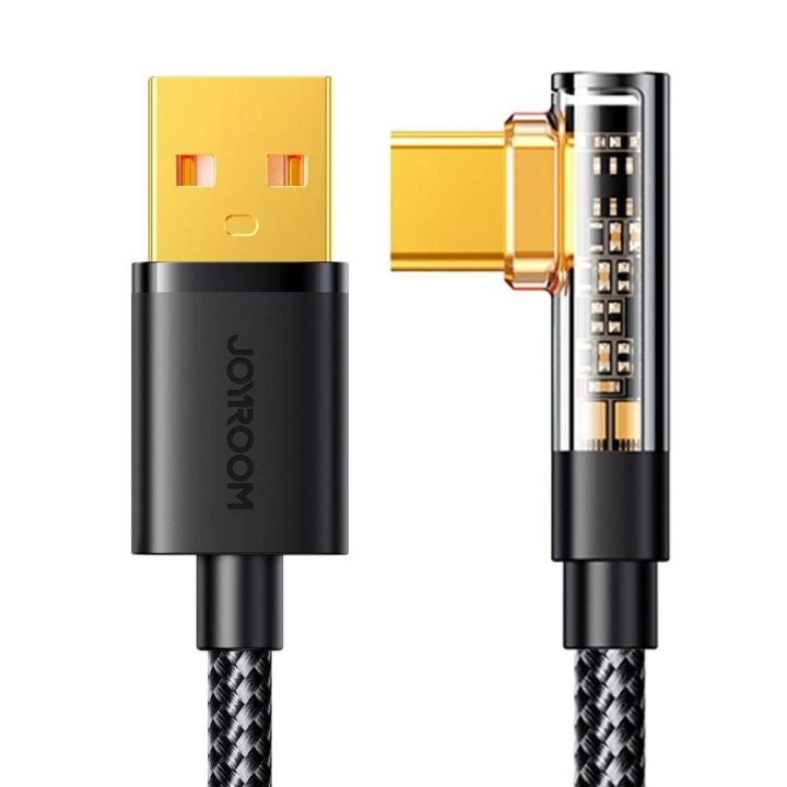USB C kampinis kabelis - USB greitam įkrovimui ir duomenų perdavimui 3A 1,2 m juodas (S-UC027A6)