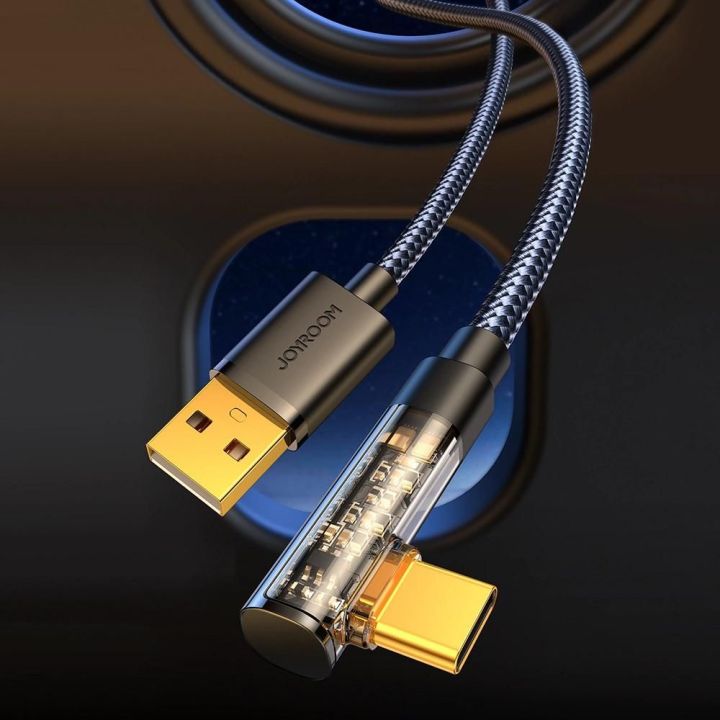 USB C kampinis kabelis - USB greitam įkrovimui ir duomenų perdavimui 3A 1,2 m juodas (S-UC027A6)