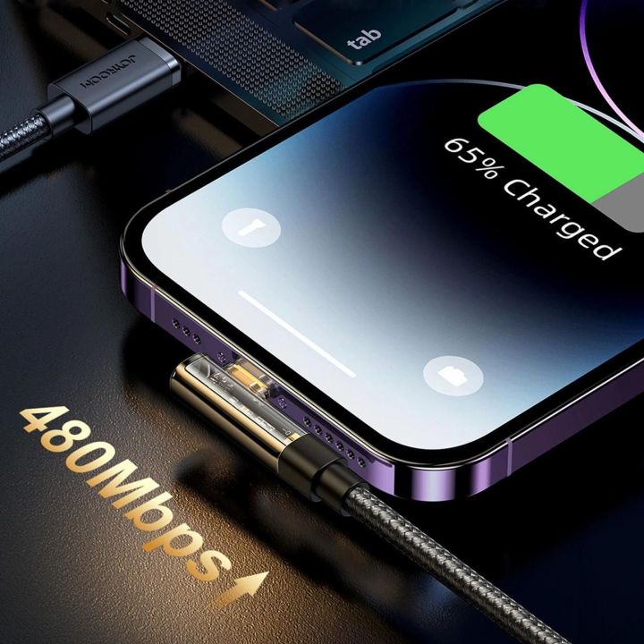 kampinis Lightning - USB kabelis greitam įkrovimui ir duomenų perdavimui 2,4 A 1,2 m juodas (S-UL012A6)