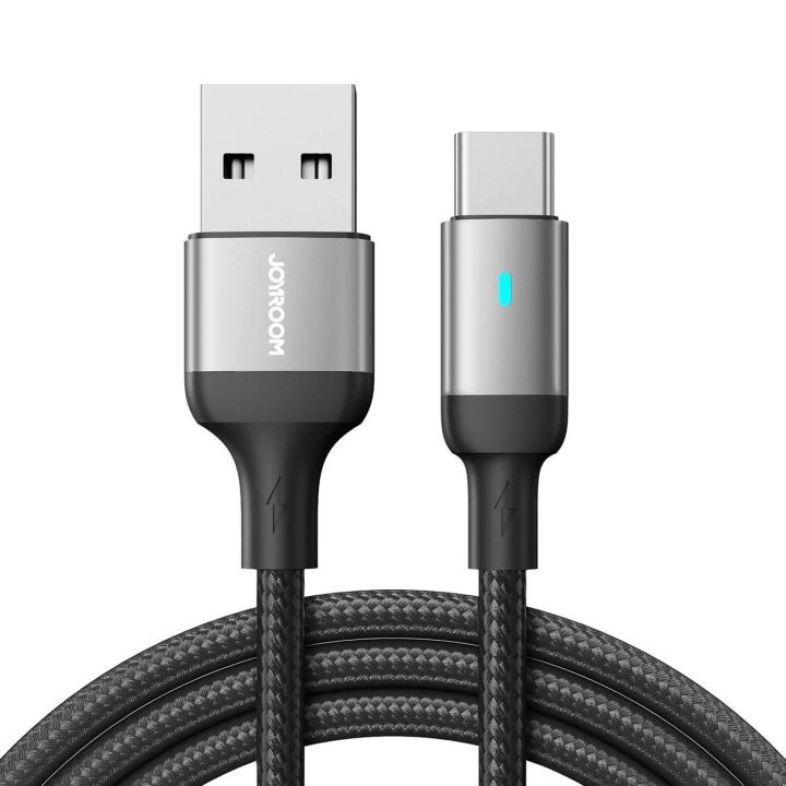 USB - USB C 3A kabelis greitam įkrovimui ir duomenų perdavimui A10 serijos 1,2 m juodas (S-UC027A10)