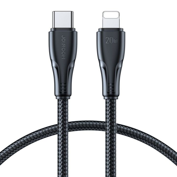 USB C - Lightning 20 W Surpass serijos kabelis greitam įkrovimui ir duomenų perdavimui 1,2 m juodas (S-CL020A11)