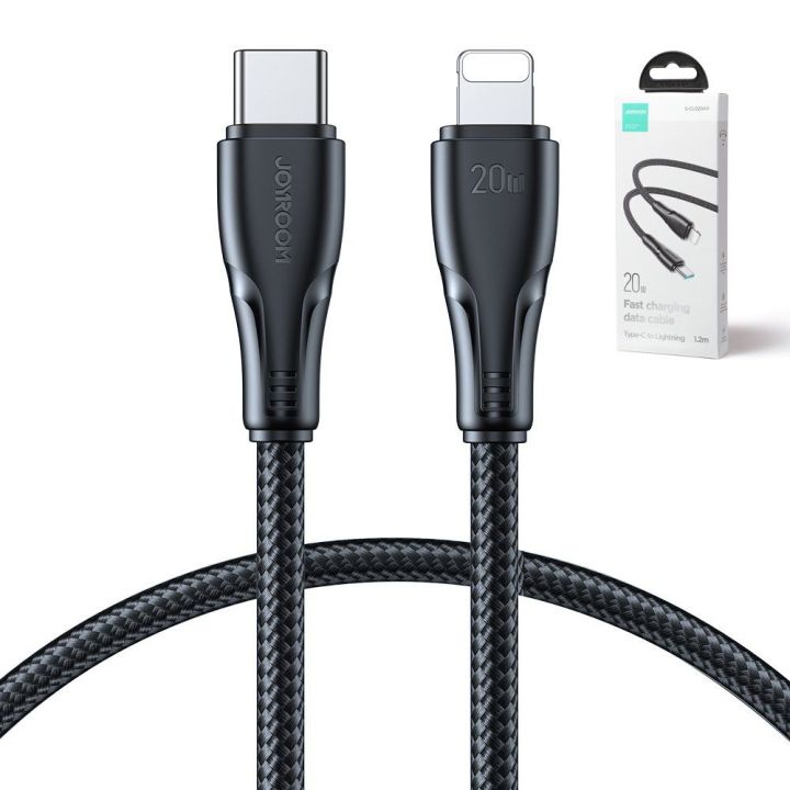 USB C - Lightning 20 W Surpass serijos kabelis greitam įkrovimui ir duomenų perdavimui 1,2 m juodas (S-CL020A11)