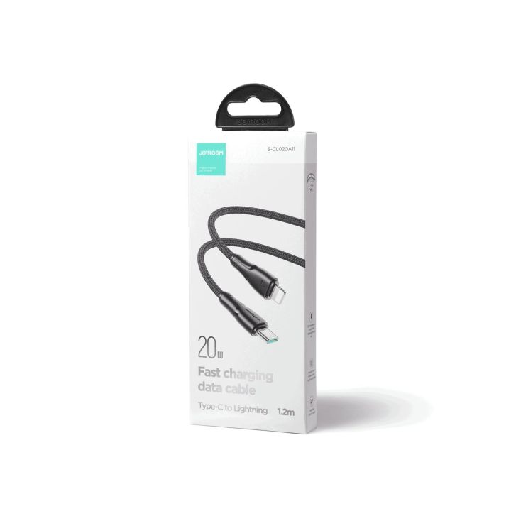 USB C - Lightning 20 W Surpass serijos kabelis greitam įkrovimui ir duomenų perdavimui 1,2 m juodas (S-CL020A11)