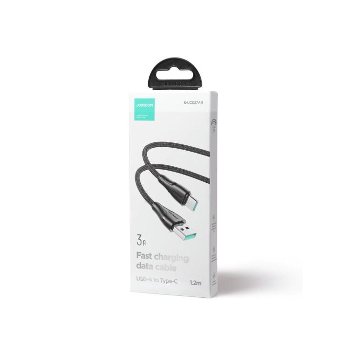 USB - USB C 3A Surpass serijos kabelis greitam įkrovimui ir duomenų perdavimui 1,2 m juodas (S-UC027A11)