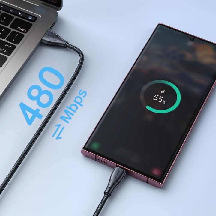 USB - USB C 3A Surpass serijos kabelis greitam įkrovimui ir duomenų perdavimui 1,2 m juodas (S-UC027A11)