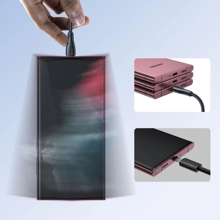 USB - USB C 3A Surpass serijos kabelis greitam įkrovimui ir duomenų perdavimui 1,2 m juodas (S-UC027A11)