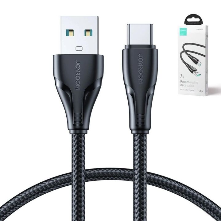 USB - USB C 3A Surpass serijos kabelis greitam įkrovimui ir duomenų perdavimui 1,2 m juodas (S-UC027A11)