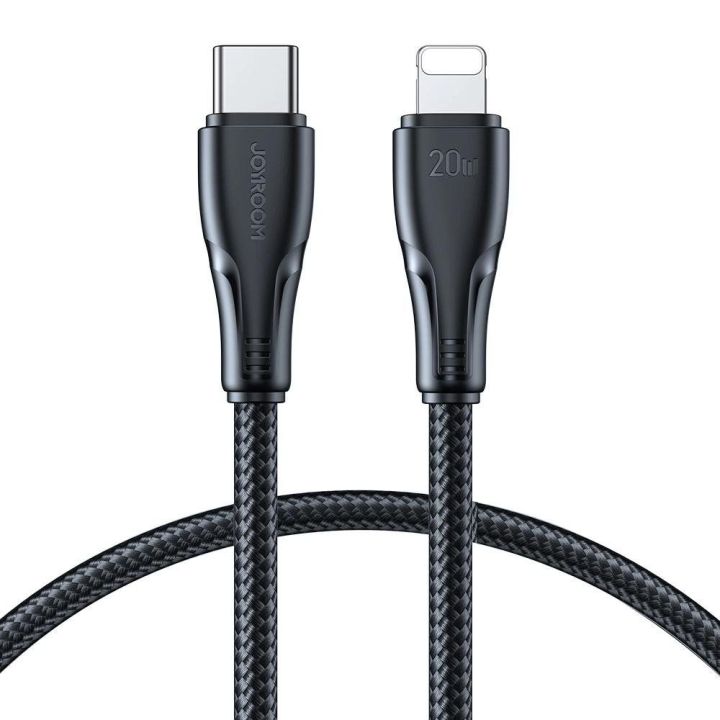 USB C - Lightning 20 W Surpass serijos kabelis greitam įkrovimui ir duomenų perdavimui 0,25 m juodas (S-CL020A11)
