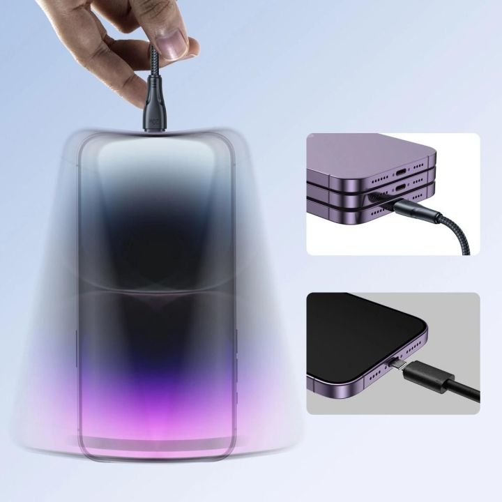 USB C - Lightning 20 W Surpass serijos kabelis greitam įkrovimui ir duomenų perdavimui 0,25 m juodas (S-CL020A11)