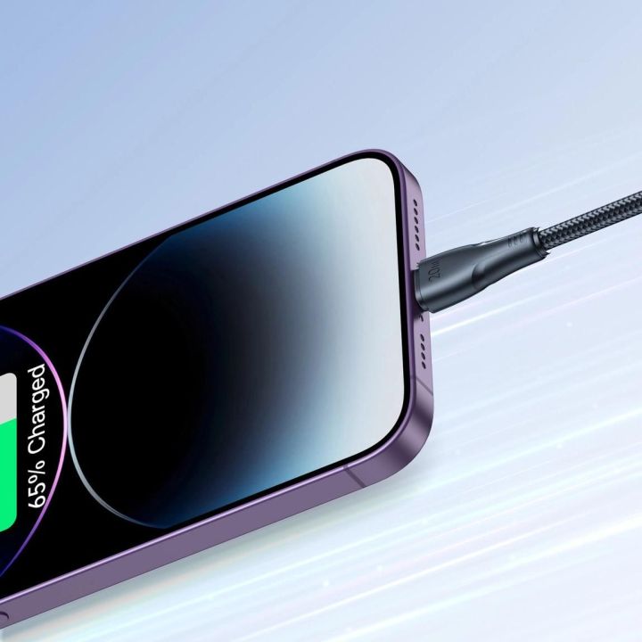 USB C - Lightning 20 W Surpass serijos kabelis greitam įkrovimui ir duomenų perdavimui 0,25 m juodas (S-CL020A11)
