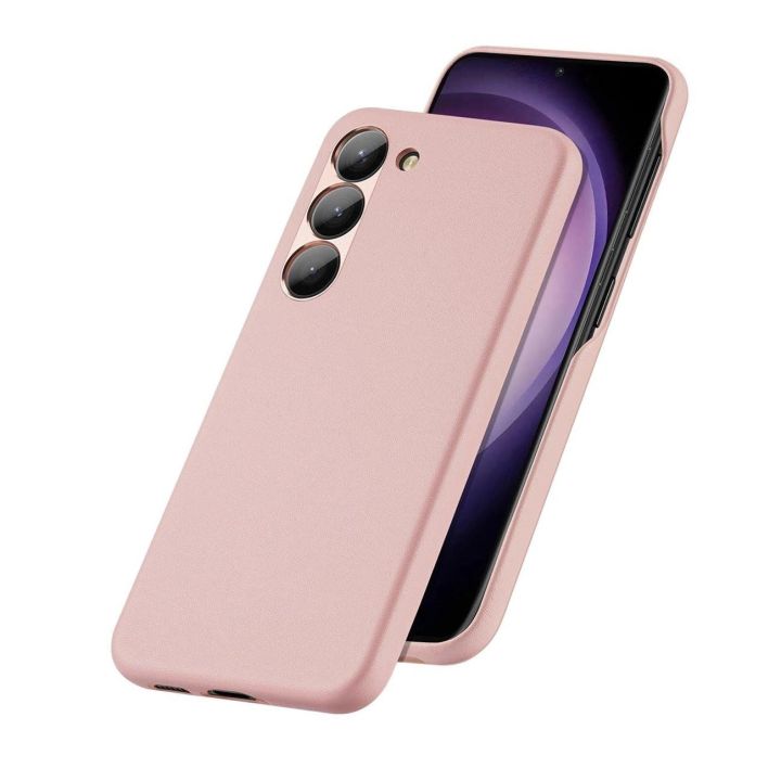 Grit dėklas Samsung Galaxy S23+ elegantiškas dirbtinės odos dangtelis rožinės spalvos