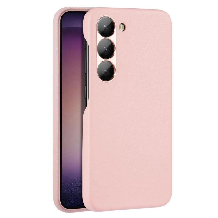Grit dėklas Samsung Galaxy S23+ elegantiškas dirbtinės odos dangtelis rožinės spalvos