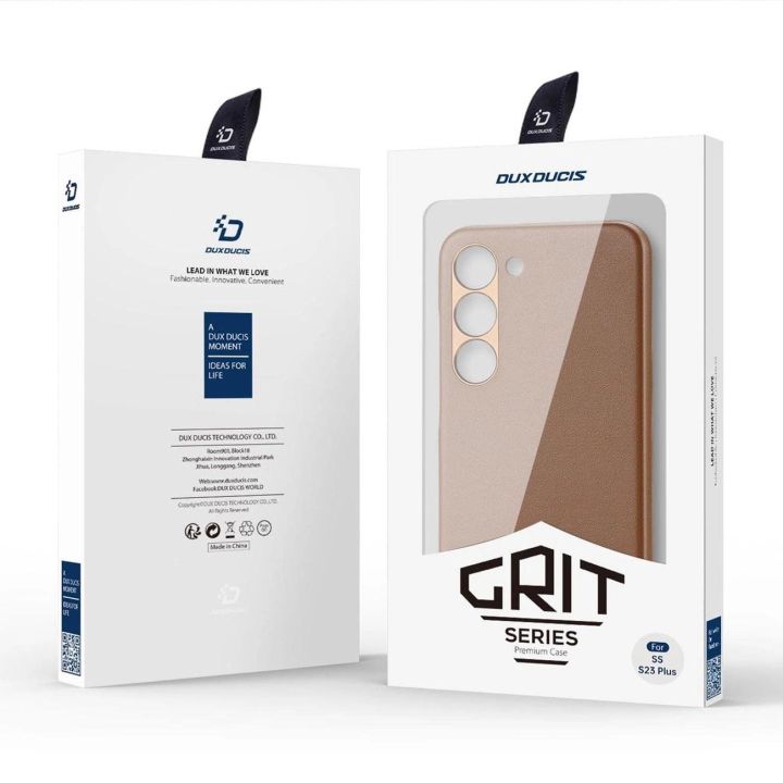 Grit dėklas Samsung Galaxy S23+ elegantiškas dirbtinės odos dangtelis rudos spalvos
