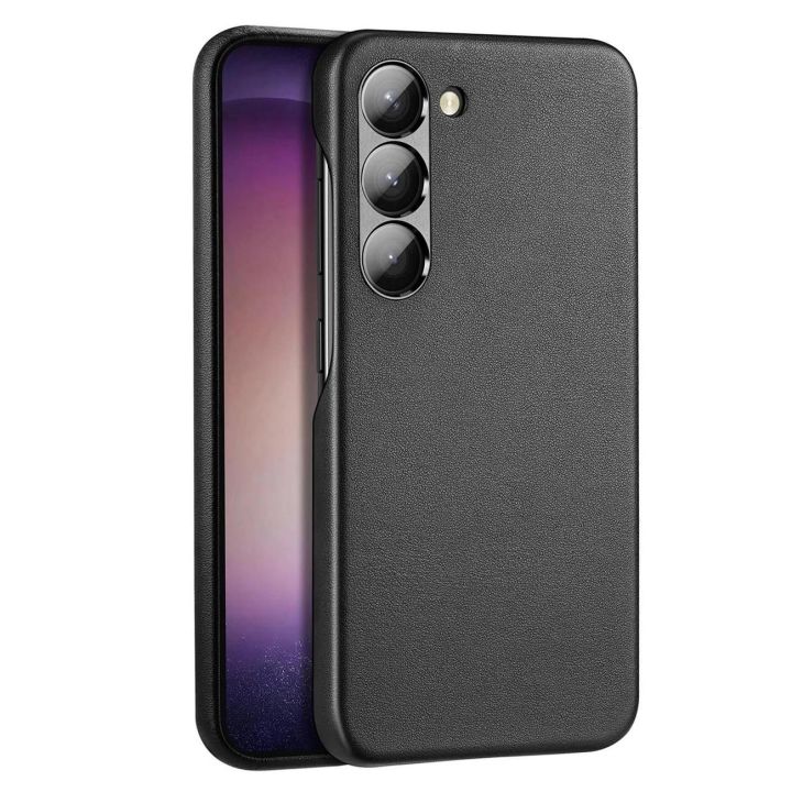 Grit dėklas Samsung Galaxy S23+ elegantiškas dirbtinės odos dangtelis juodas