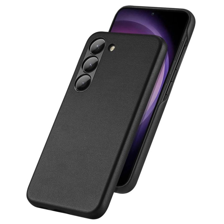 Grit dėklas Samsung Galaxy S23+ elegantiškas dirbtinės odos dangtelis juodas