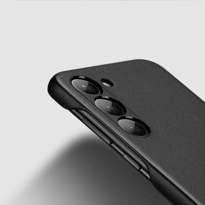 Grit dėklas Samsung Galaxy S23+ elegantiškas dirbtinės odos dangtelis juodas