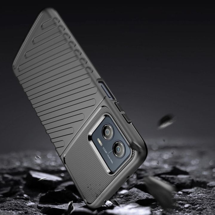 Thunder Case Motorola Moto G53 silikoninis šarvuotas dėklas, juodas