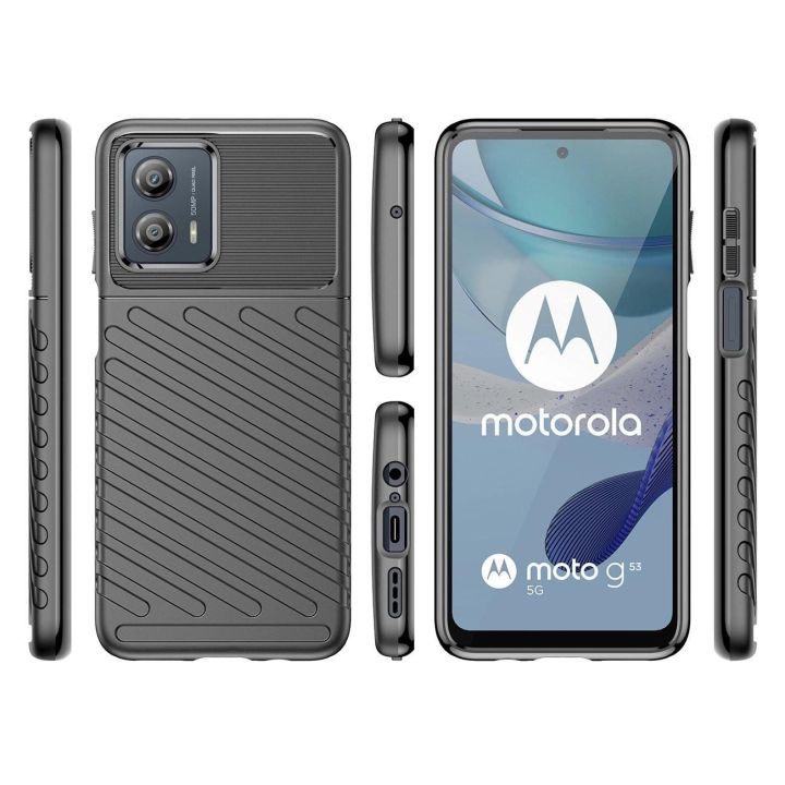 Thunder Case Motorola Moto G53 silikoninis šarvuotas dėklas, juodas