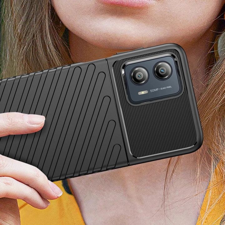 Thunder Case Motorola Moto G53 silikoninis šarvuotas dėklas, juodas