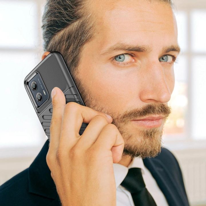 Thunder Case Motorola Moto G53 silikoninis šarvuotas dėklas, juodas