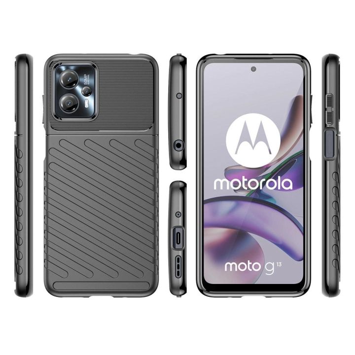 Thunder Case Motorola Moto G13 silikoninis šarvuotas dėklas, juodas