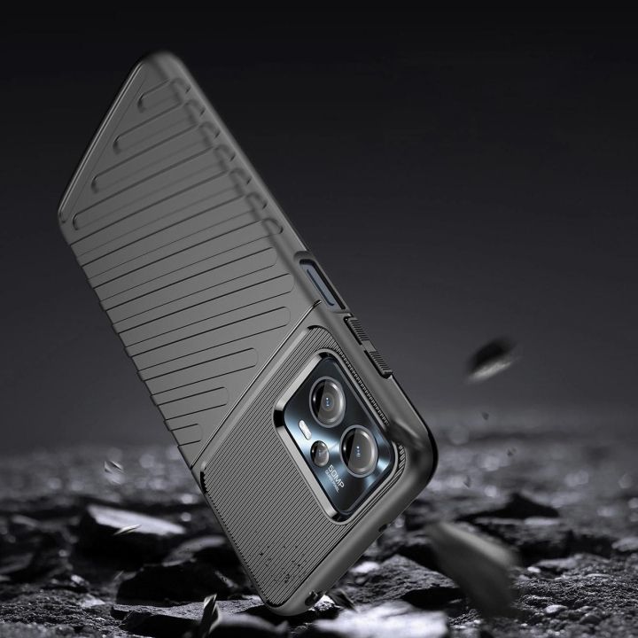 Thunder Case Motorola Moto G13 silikoninis šarvuotas dėklas, juodas