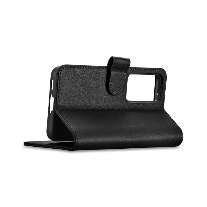 ICarer Piniginės dėklas Samsung Galaxy S23+ odinis piniginės dėklas juodas