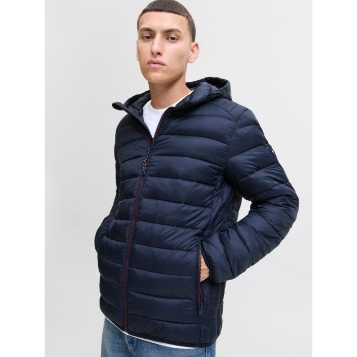 Vyriška pašiltinta striukė su gobtuvu Jack&Jones, tamsiai mėlyna