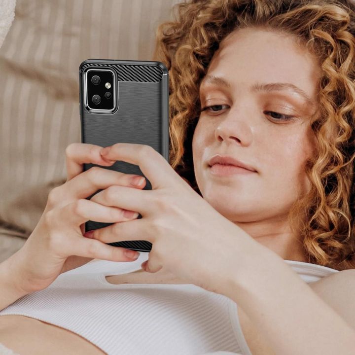 dėklas Motorola Moto G Power 2023 lankstus silikoninis anglinis dėklas, juodos spalvos